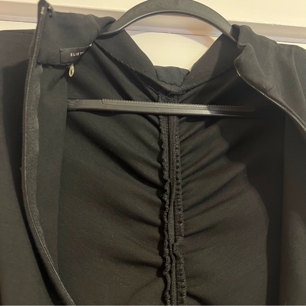 #147 ELIE TAHARI BLACK RUFFLE SLEEVELESS DRESS SIZE 6 - Picture 9 of 10